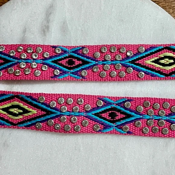Montana West ~ Medium ~ Pink W/Multi-Colors Aztec ~ Rhinestones/Turquoise Belt - Picture 15 of 16